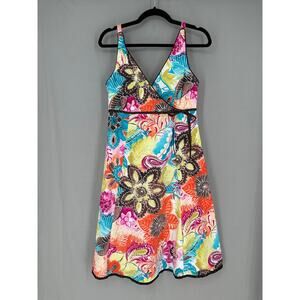 Y2K Vintage Dress Womens 8 Floral Midi Colorful Brown Boho Cottage Fairy Pink